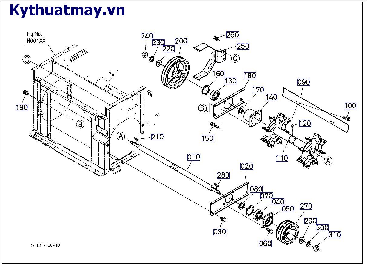 Trục máy quạt thóc